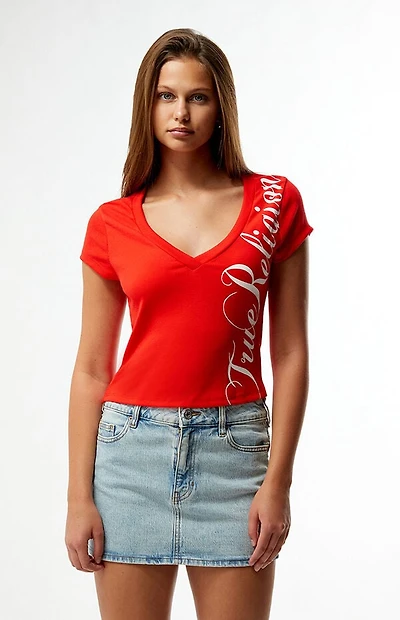 True Religion Ribbed Cap Sleeve V-Neck T-Shirt