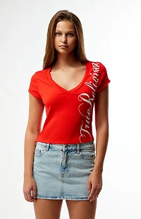 True Religion Ribbed Cap Sleeve V-Neck T-Shirt
