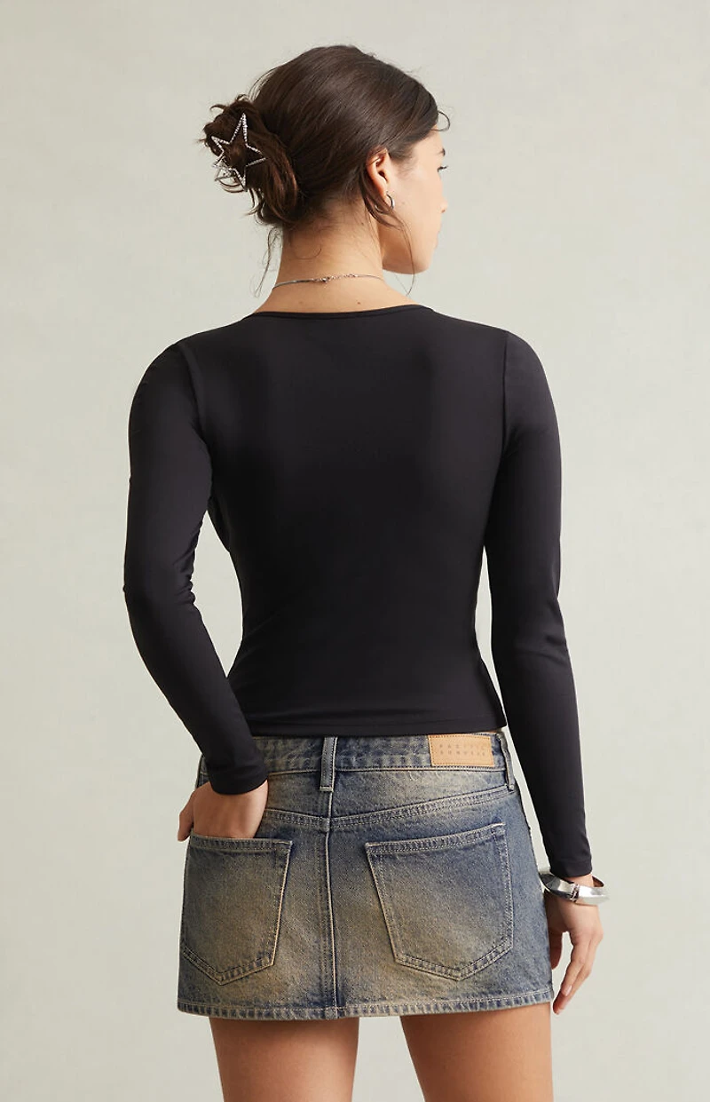 Pacsun Dark Blue Tint Rhinestone Low Rise Denim Micro Mini Skirt