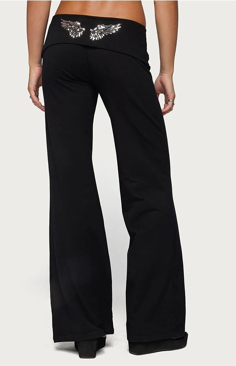 Edikted Angel Energy Sequin Foldover Pants