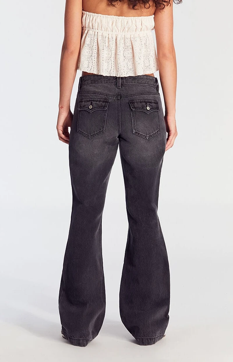 Pacsun Jade Low Rise Bootcut Jeans Button Tab Black