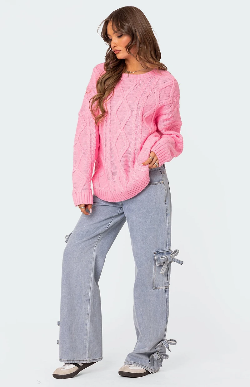 Edikted Kennedy Oversized Cable Knit Sweater