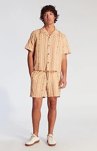 Pacsun Coral Striped Floral Volley Shorts