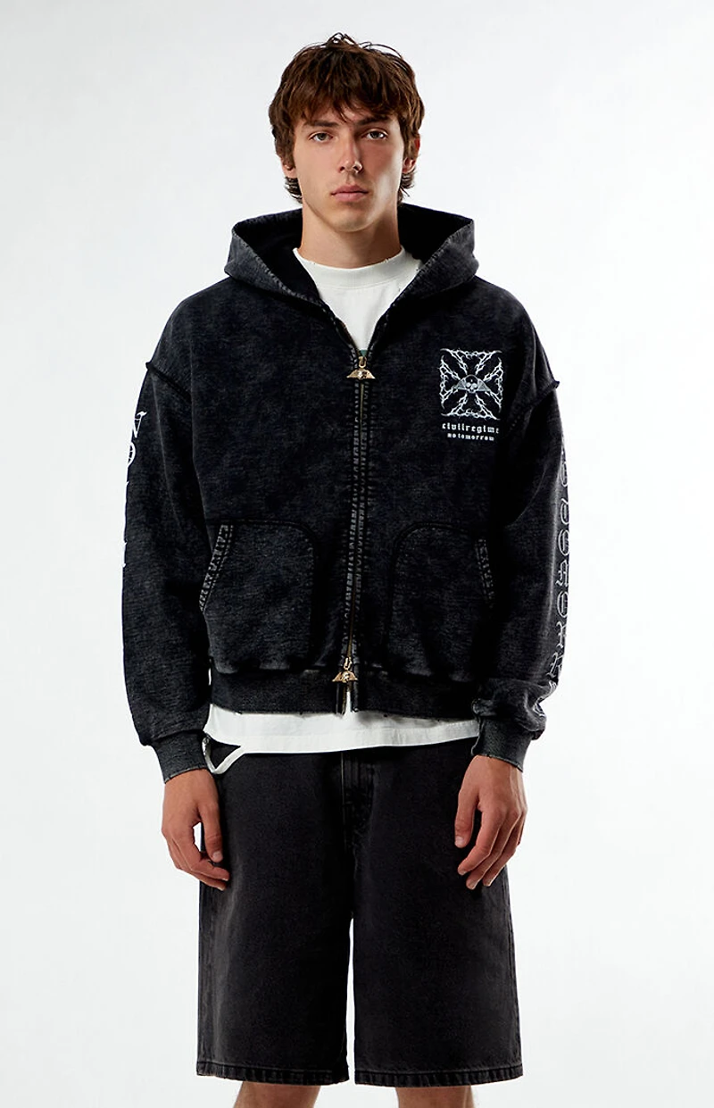 No Tomorrow x Civil Active Iron Skull Full Zip Cropped Hoodie