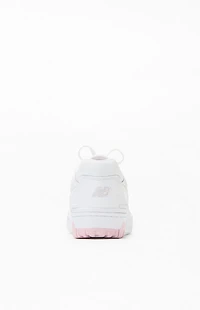 New Balance White & Pink 550 Sneakers