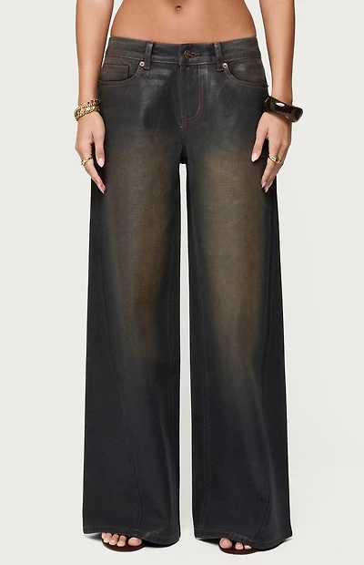 Edikted Oversized Mud Wash Low Rise Jeans