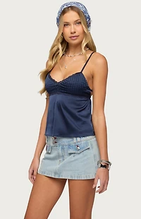 Edikted Blanca Satin Effect Lace Trim Tank Top