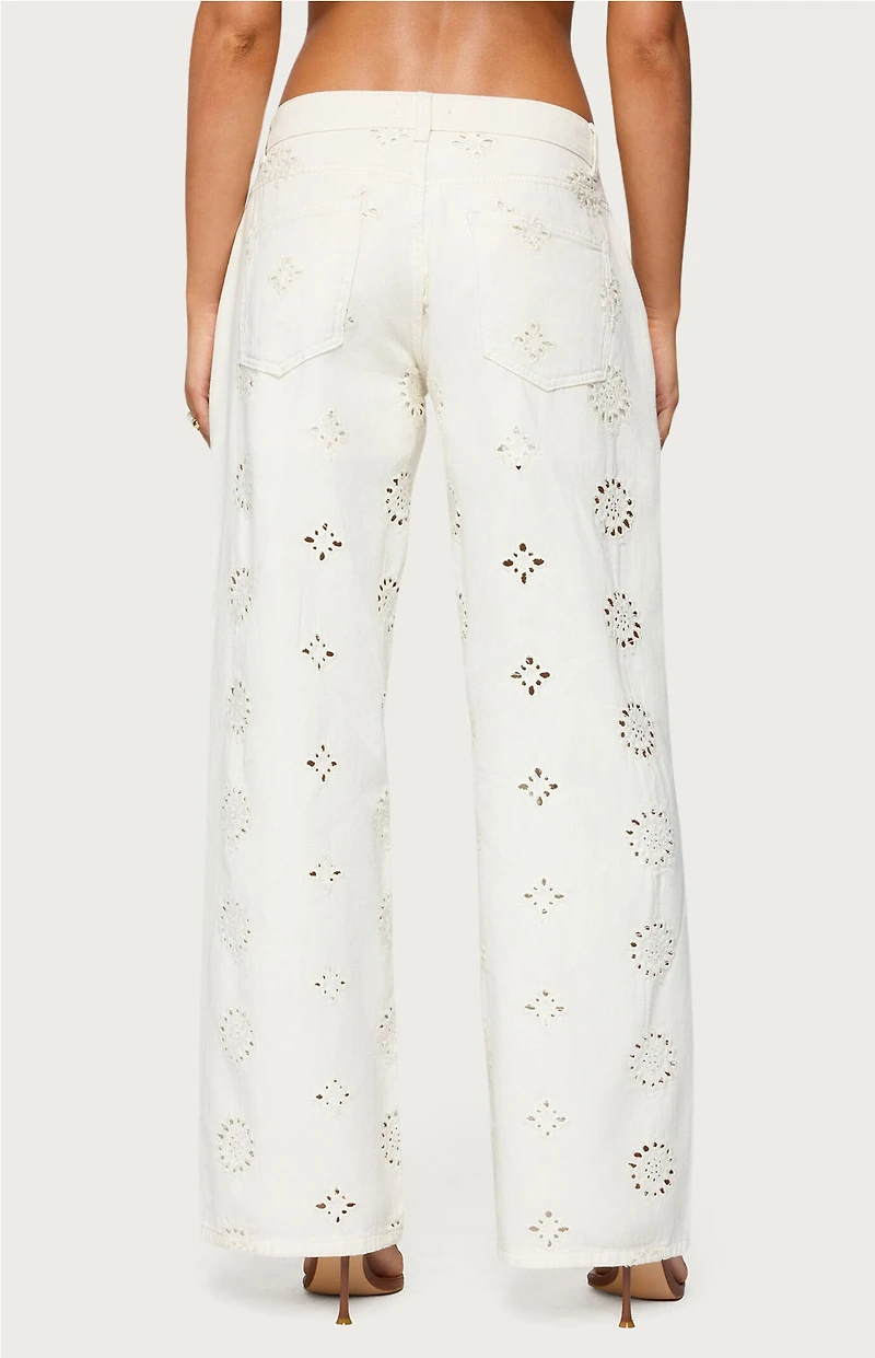 Edikted Eyelet Low Rise Wide Leg Jeans
