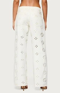 Edikted Eyelet Low Rise Wide Leg Jeans