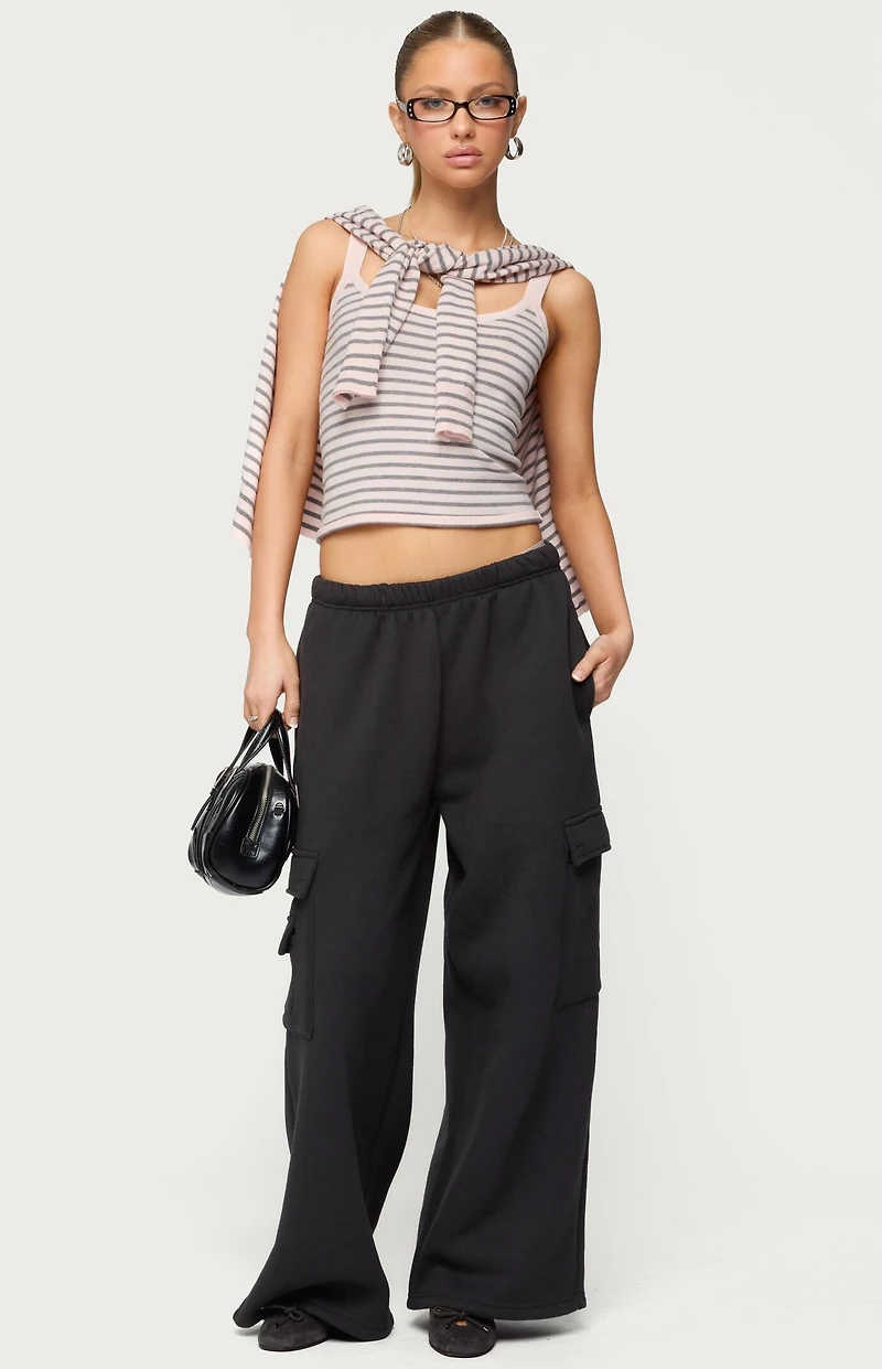 Edikted Petite Wide Leg Cargo Sweatpants