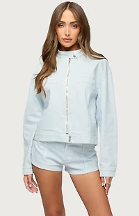 Edikted Myah Pinstripe Moto Jacket