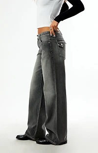Pacsun Casey Low Rise Baggy Jeans Button Pocket Gray