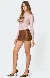 Edikted Studded Faux Leather Mini Skort
