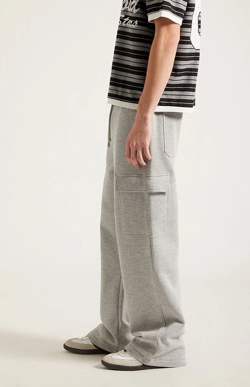 Pacsun Gray Fleece Extreme Baggy Cargo Sweatpants