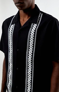 Pacsun Black Embroidered Oversized Resort Camp Shirt