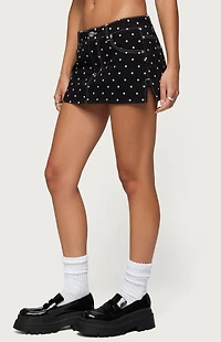 Edikted Freada Polka Dot Denim Mini Skort