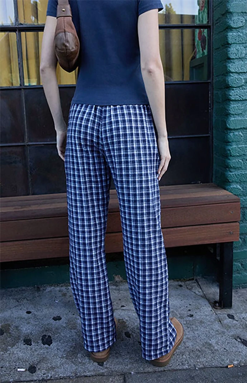 John Galt Blue Plaid Anastasia Baggy Pants