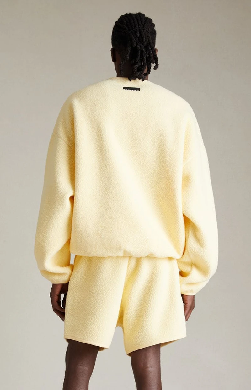 Fear of God ESSENTIALS Garden Yellow Polar Fleece Crew Neck Sweatshirt
