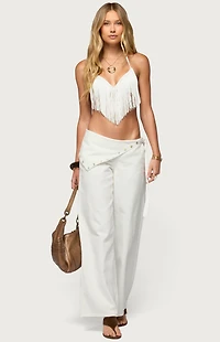 Edikted Button Foldover Low Rise Baggy Jeans