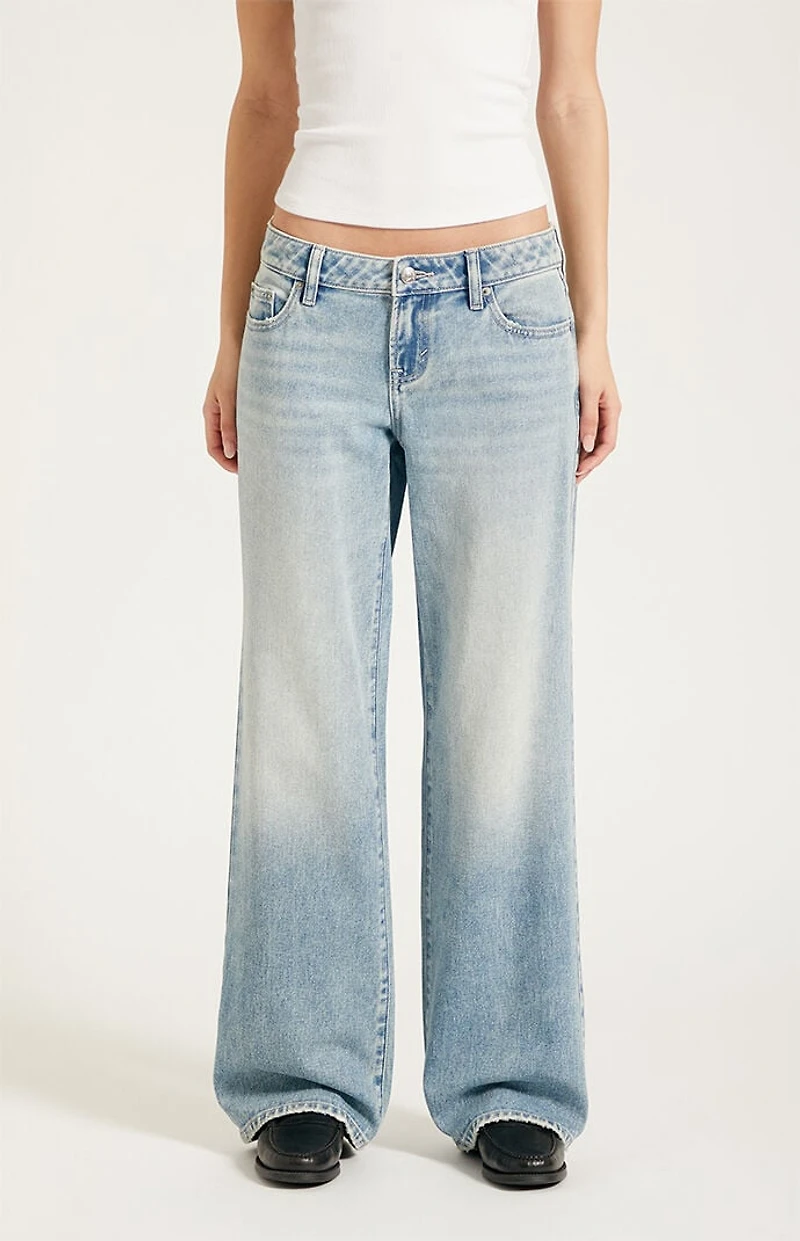 Pacsun Zoe Low Rise Girlfriend Jeans Light Blue