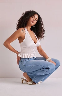 Beverly and Beck Bella Lace Trim Halter Top