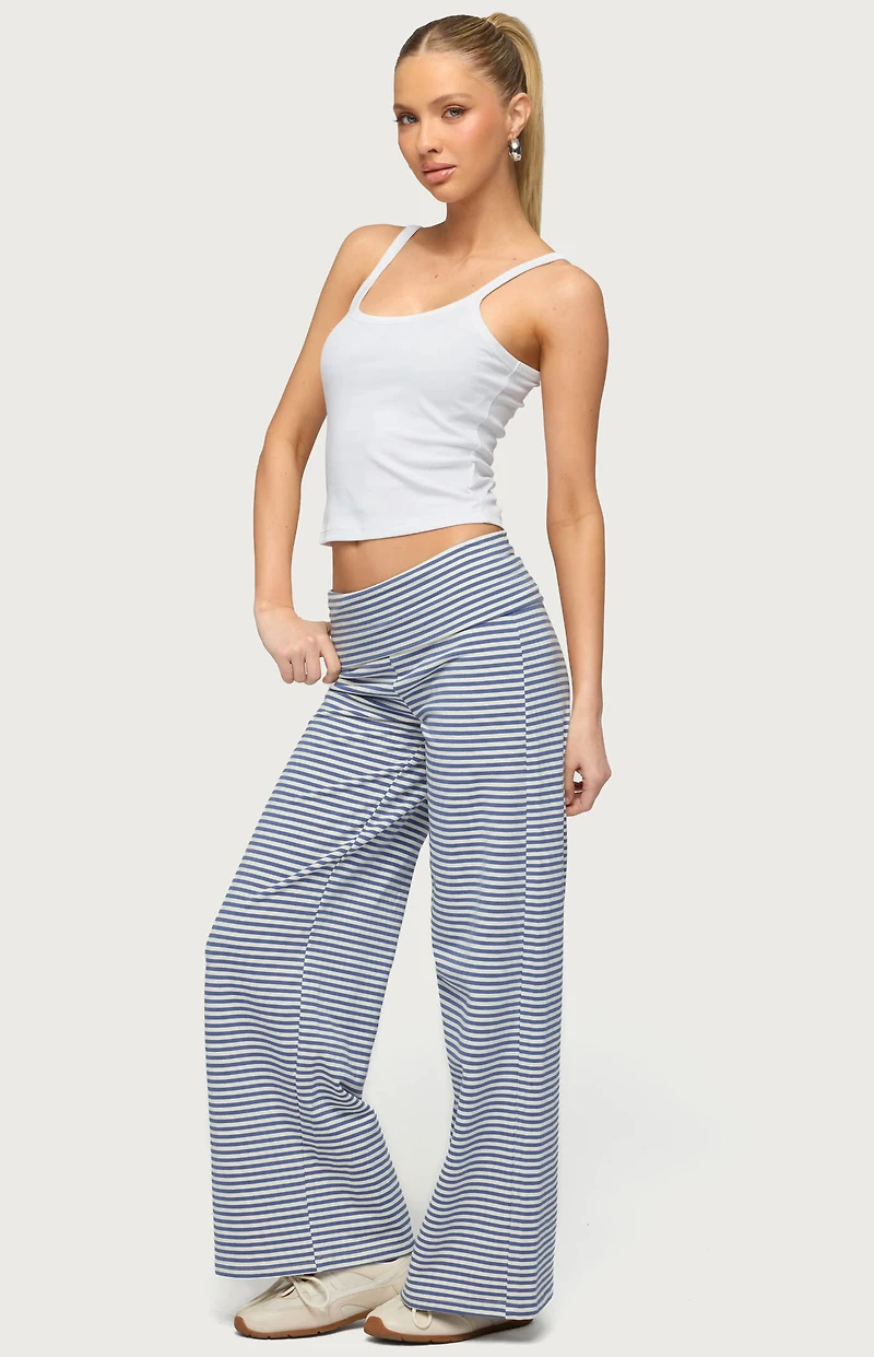Edikted Petite Lilah Striped Fold Over Pants