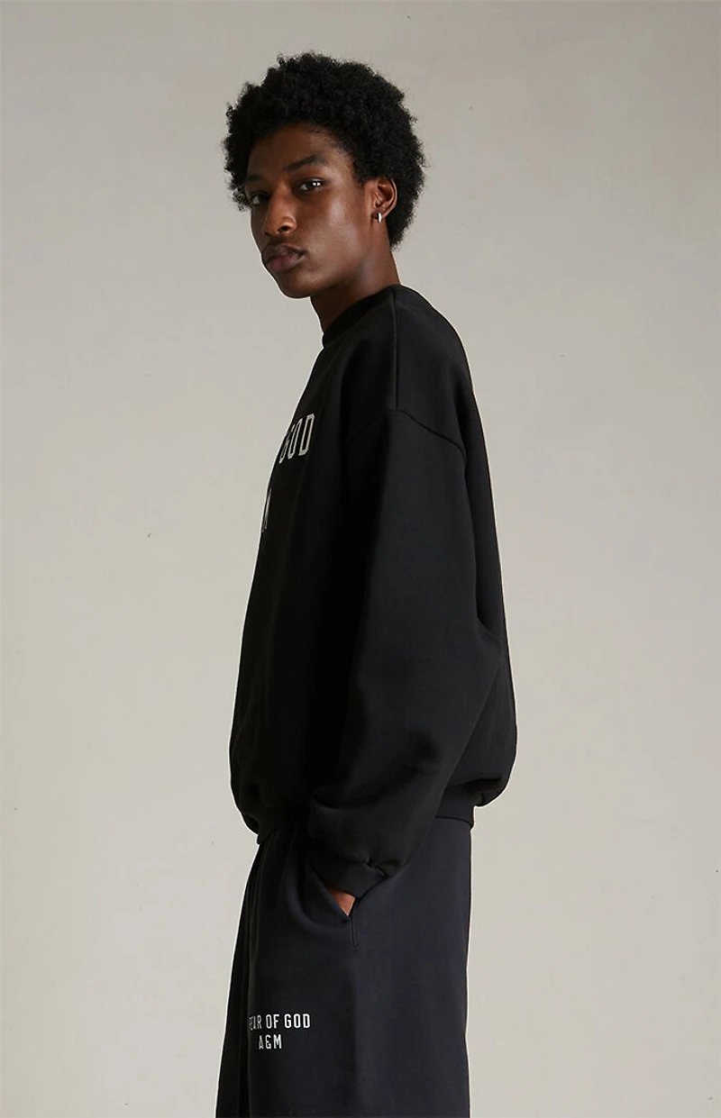 Fear of God ESSENTIALS Black Heavy Fleece Crew Neck Sweatshirt