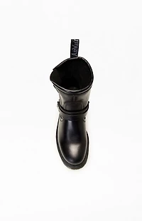 Dr Martens Black Anistone Harness Leather Low Biker Boots