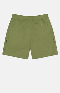 WeSC Olive Linen Utility Cargo Shorts