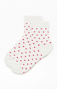John Galt White & Red Heart Crew Socks