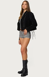 Edikted Ryder Faux Suede Biker Jacket