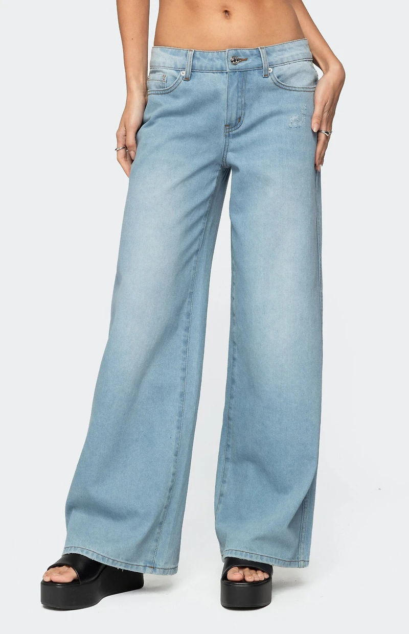 Edikted Ripley Distressed Low Rise Jeans