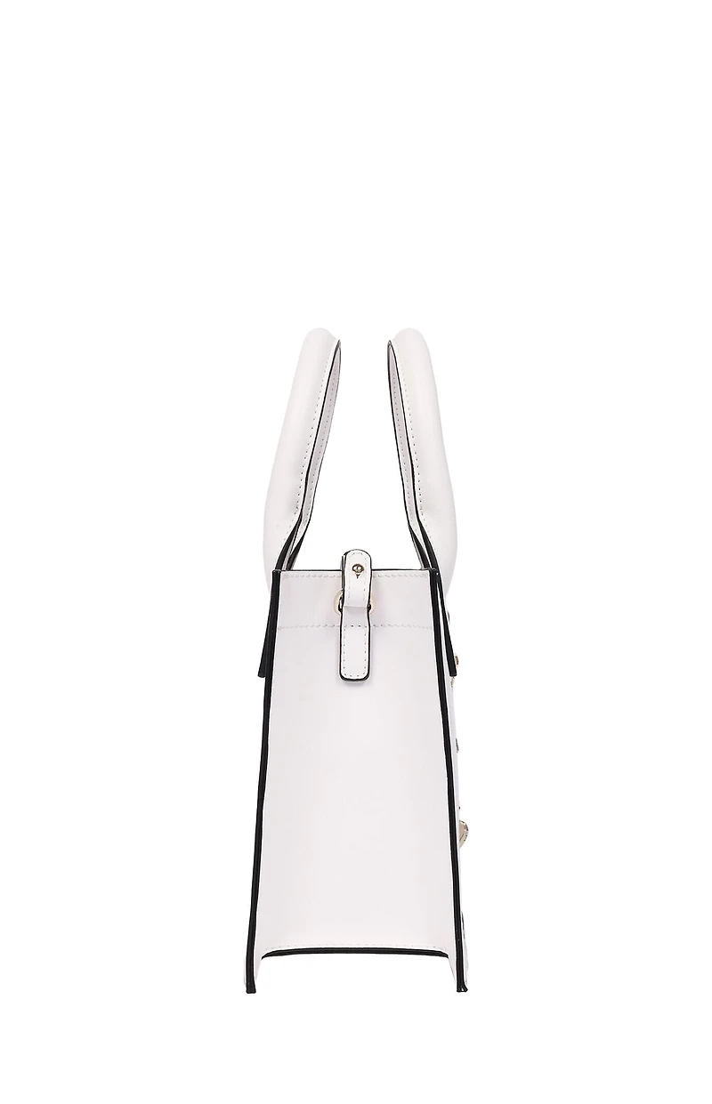 True Religion White Modern Edge Charm Tote Bag