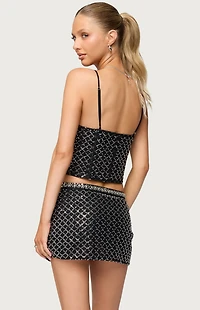 Edikted Jenny Beaded Mesh Boned Top