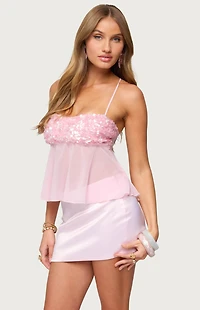 Edikted Vella Sequin Sheer Chiffon Top