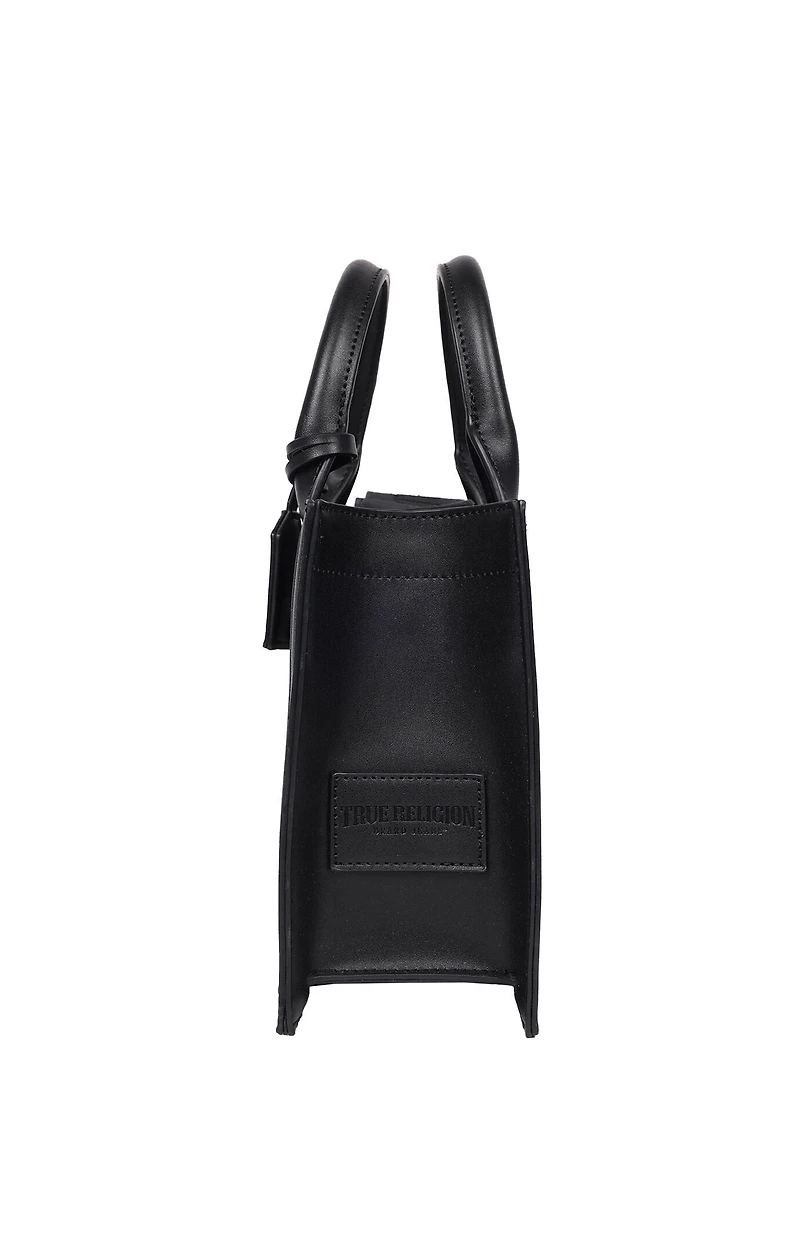 True Religion Debossed Logo Modern Tote Bag