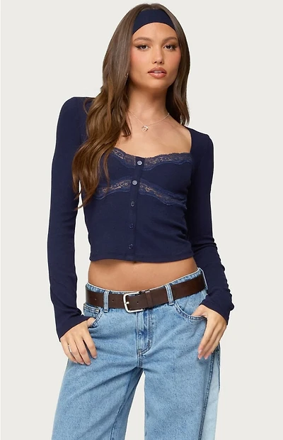 Edikted Kathi Lacey Long Sleeve Top