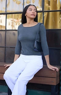 John Galt Gray 3/4 Sleeve Top