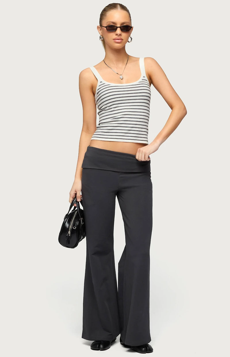 Edikted Petite Wide Leg Fold Over Pants