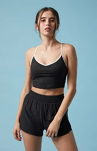 PAC 1980 WHISPER Active Black Charlie X-Back V-Neck Sports Bra