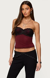 Edikted Contrast Lacey Mesh Bra Top