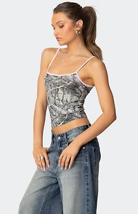 Edikted Camo Contrast Tank Top