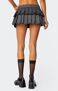 Edikted Double Pleated Pinstripe Mini Skort
