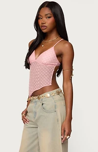 Edikted Beaded Mesh Asymmetric Backless Top
