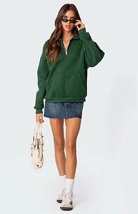 Edikted Oversized Quarter Zip Sweatshirt