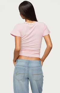 Edikted Yvetta Lacey Flutter Sleeve Top