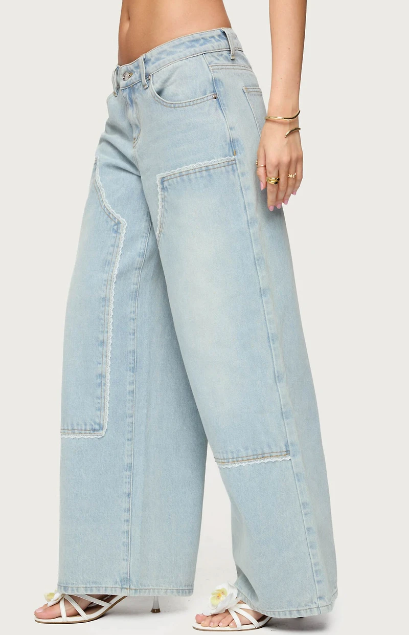 Edikted Teela Lacey Low Rise Carpenter Jeans