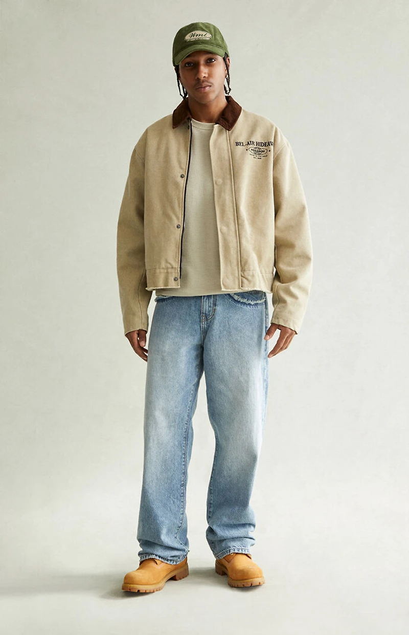 Pacsun Dylan Baggy Jeans Frayed Medium Blue