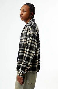 Pacsun Tan & Black Plaid Long Sleeve Flannel Shirt
