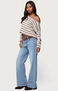 Edikted Alexis Off Shoulder Striped Knit Top